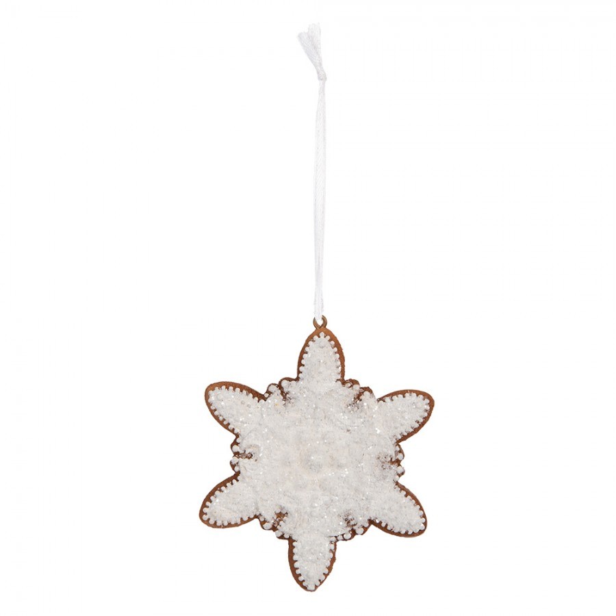 Závěsná dekorace perníková vločka Frosted Ginger - 9*1*10 cm