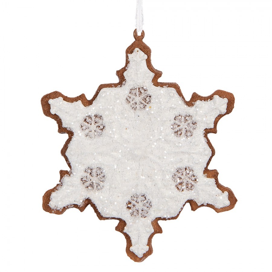 Závěsná dekorace perníková vločka Frosted Ginger - 9*1*10 cm