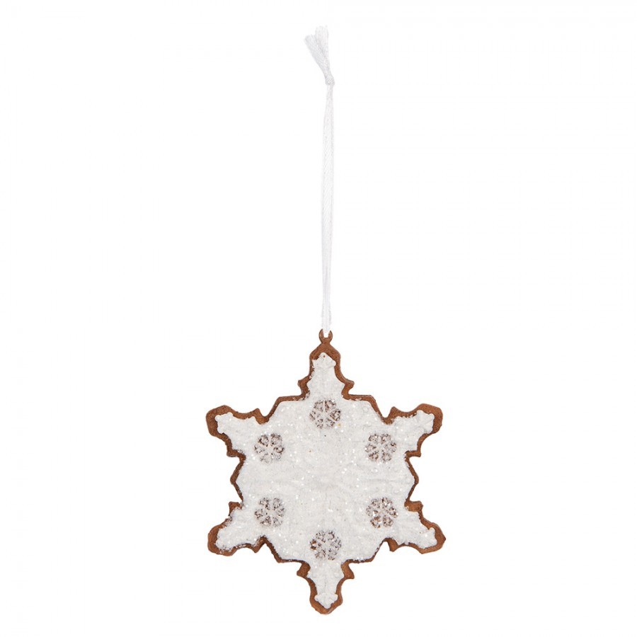 Závěsná dekorace perníková vločka Frosted Ginger - 9*1*10 cm