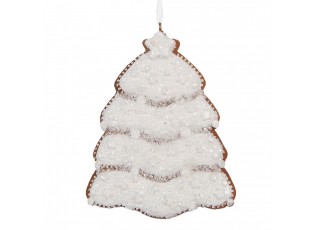 Závěsná dekorace zasněžený perníkový stromeček Frosted Ginger - 8*1*10 cm 