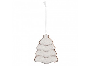 Závěsná dekorace zasněžený perníkový stromeček Frosted Ginger - 8*1*10 cm 