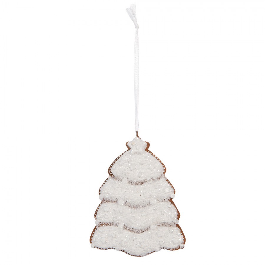 Závěsná dekorace zasněžený perníkový stromeček Frosted Ginger - 8*1*10 cm 