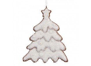 Závěsná dekorace zasněžený perníkový stromeček Frosted Ginger - 9*1*10 cm 