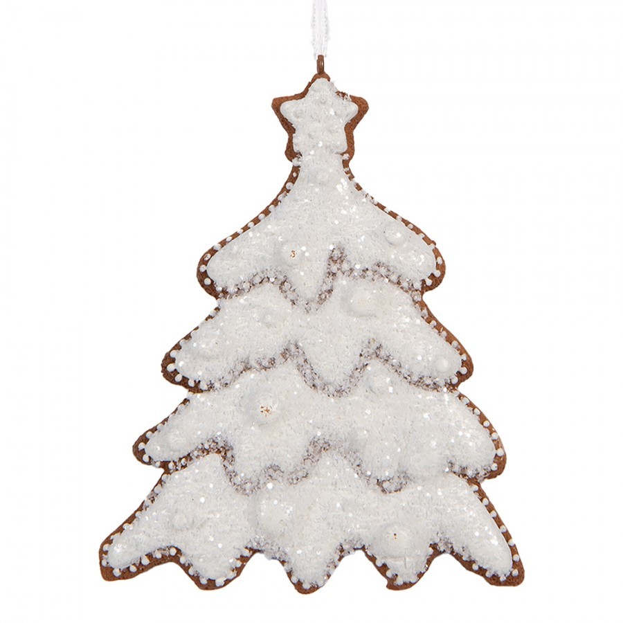 Závěsná dekorace zasněžený perníkový stromeček Frosted Ginger - 9*1*10 cm 