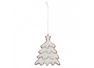 Závěsná dekorace zasněžený perníkový stromeček Frosted Ginger - 9*1*10 cm 
