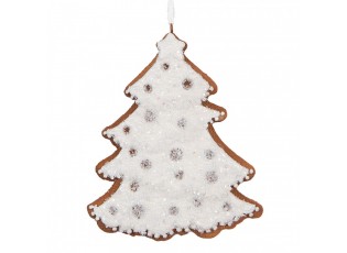 Závěsná dekorace zasněžený perníkový stromeček Frosted Ginger - 9*1*10 cm 