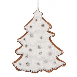 Závěsná dekorace zasněžený perníkový stromeček Frosted Ginger - 9*1*10 cm 