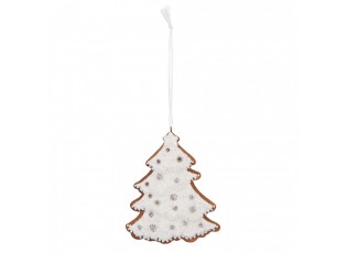 Závěsná dekorace zasněžený perníkový stromeček Frosted Ginger - 9*1*10 cm 