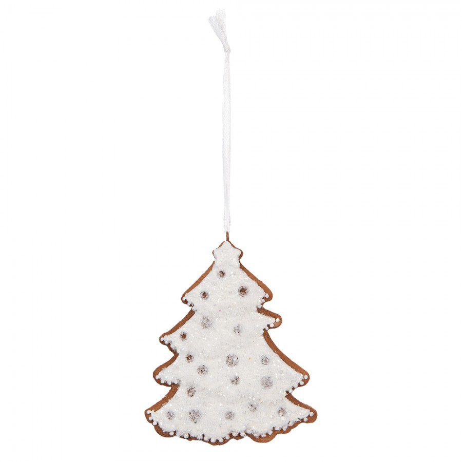 Závěsná dekorace zasněžený perníkový stromeček Frosted Ginger - 9*1*10 cm 