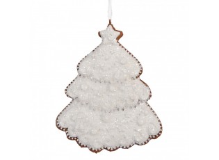 Závěsná dekorace zasněžený perníkový stromeček Frosted Ginger - 9*1*10 cm 