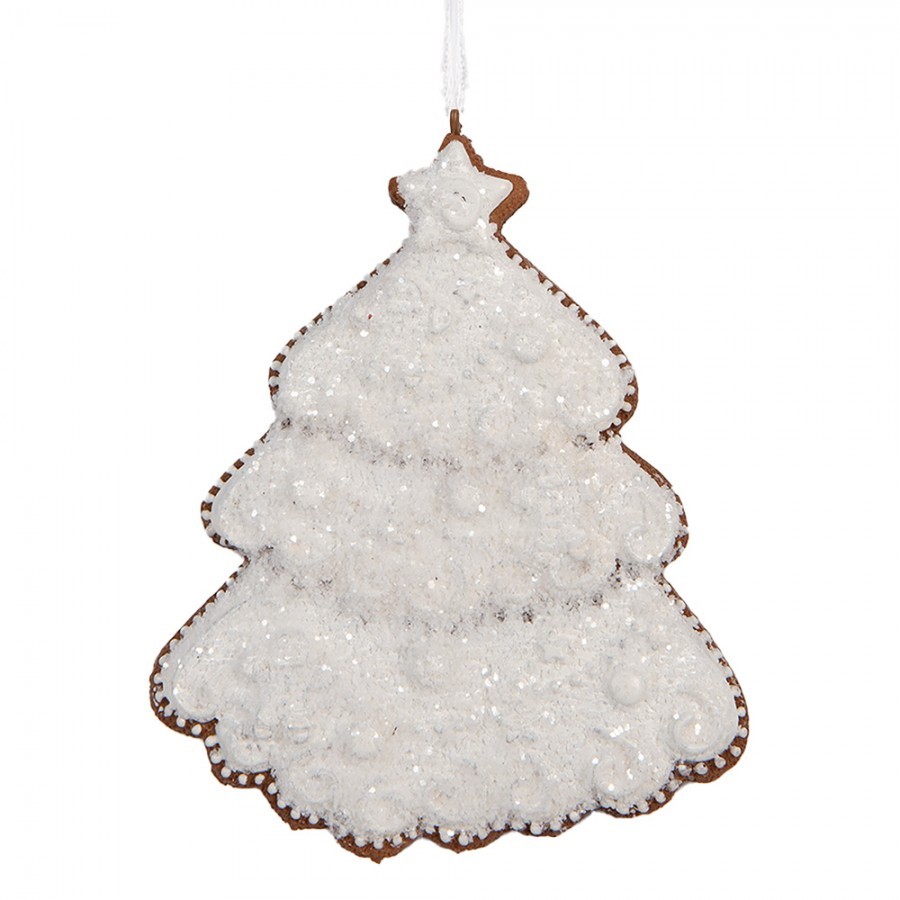 Závěsná dekorace zasněžený perníkový stromeček Frosted Ginger - 9*1*10 cm 