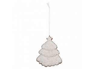 Závěsná dekorace zasněžený perníkový stromeček Frosted Ginger - 9*1*10 cm 