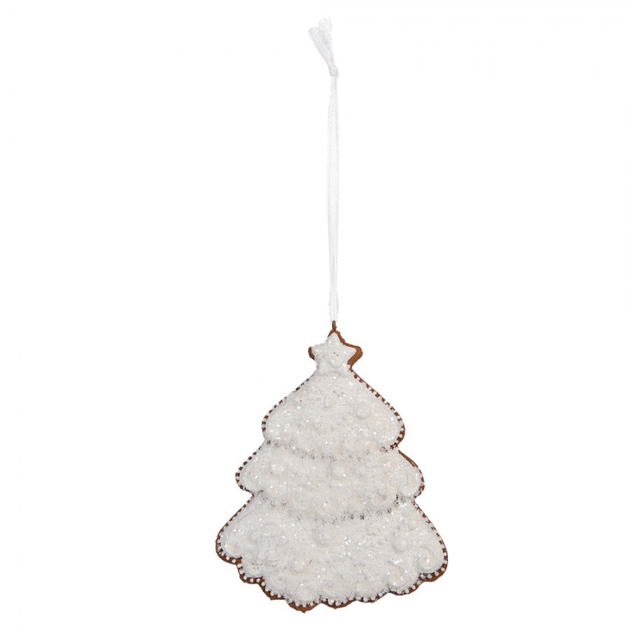 Závěsná dekorace zasněžený perníkový stromeček Frosted Ginger - 9*1*10 cm 