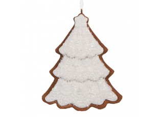 Závěsná dekorace zasněžený perníkový stromeček Frosted Ginger - 9*1*10 cm 