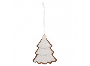 Závěsná dekorace zasněžený perníkový stromeček Frosted Ginger - 9*1*10 cm 