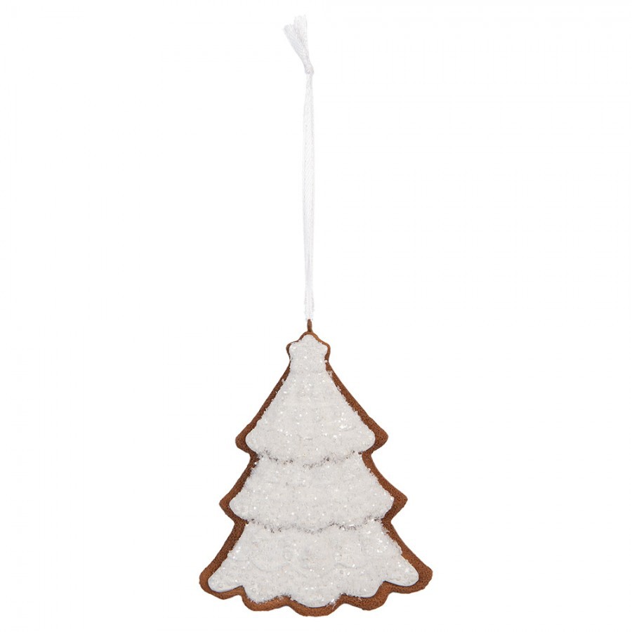 Závěsná dekorace zasněžený perníkový stromeček Frosted Ginger - 9*1*10 cm 