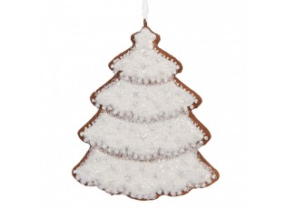 Závěsná dekorace zasněžený perníkový stromeček Frosted Ginger - 9*1*10 cm 