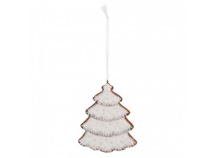 Závěsná dekorace zasněžený perníkový stromeček Frosted Ginger - 9*1*10 cm 