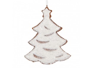 Závěsná dekorace zasněžený perníkový stromeček Frosted Ginger - 9*1*10 cm 