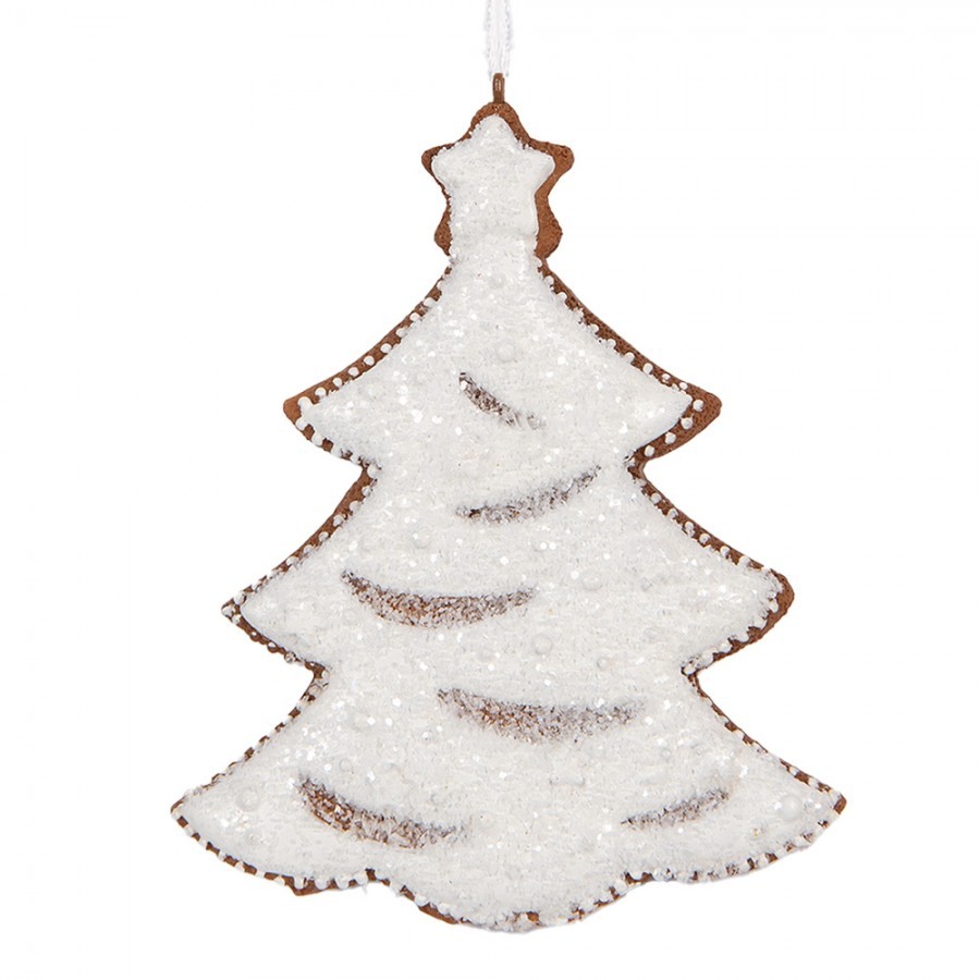 Závěsná dekorace zasněžený perníkový stromeček Frosted Ginger - 9*1*10 cm 