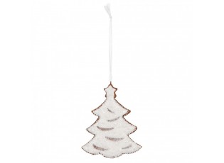 Závěsná dekorace zasněžený perníkový stromeček Frosted Ginger - 9*1*10 cm 