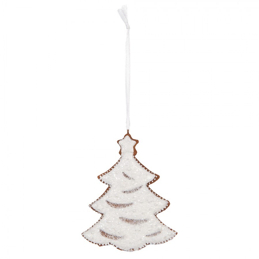 Závěsná dekorace zasněžený perníkový stromeček Frosted Ginger - 9*1*10 cm 