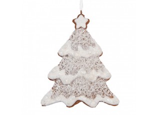 Závěsná dekorace zasněžená perníková chaloupka Frosted Ginger - 9*1*8 cm