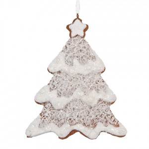 Závěsná dekorace zasněžená perníková chaloupka Frosted Ginger - 9*1*8 cm