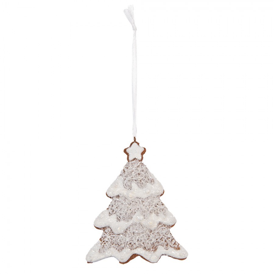 Závěsná dekorace zasněžená perníková chaloupka Frosted Ginger - 9*1*8 cm