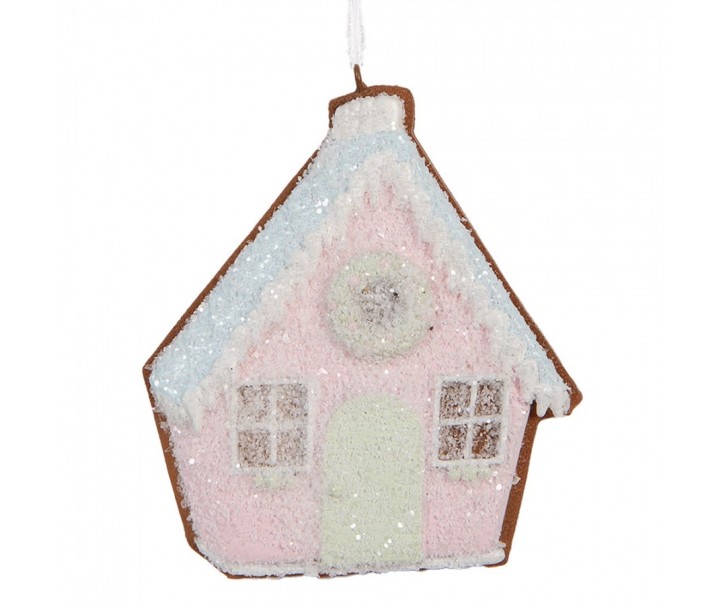 Závěsná dekorace perníková chaloupka Frosted Ginger - 9*1*10 cm Clayre & Eef
