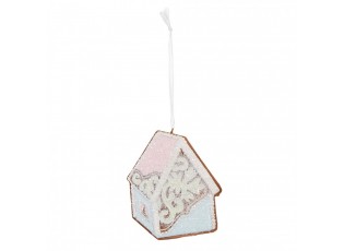 Závěsná dekorace modrá perníková chaloupka Frosted Ginger - 9*1*10 cm