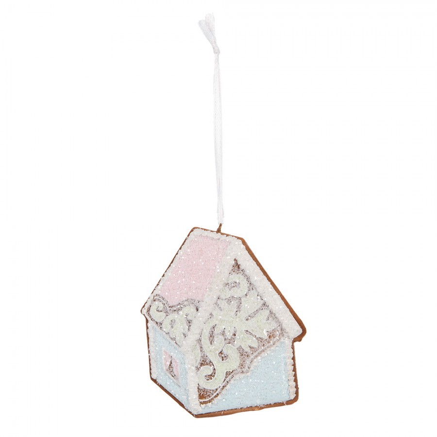 Závěsná dekorace modrá perníková chaloupka Frosted Ginger - 9*1*10 cm