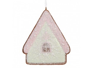 Závěsná dekorace zelená perníková chaloupka Frosted Ginger - 9*1*10 cm