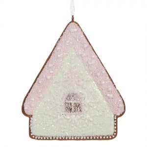 Závěsná dekorace zelená perníková chaloupka Frosted Ginger - 9*1*10 cm
