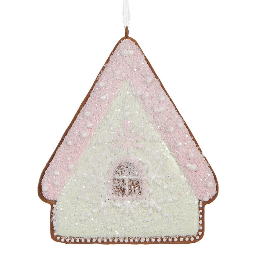 Závěsná dekorace zelená perníková chaloupka Frosted Ginger - 9*1*10 cm