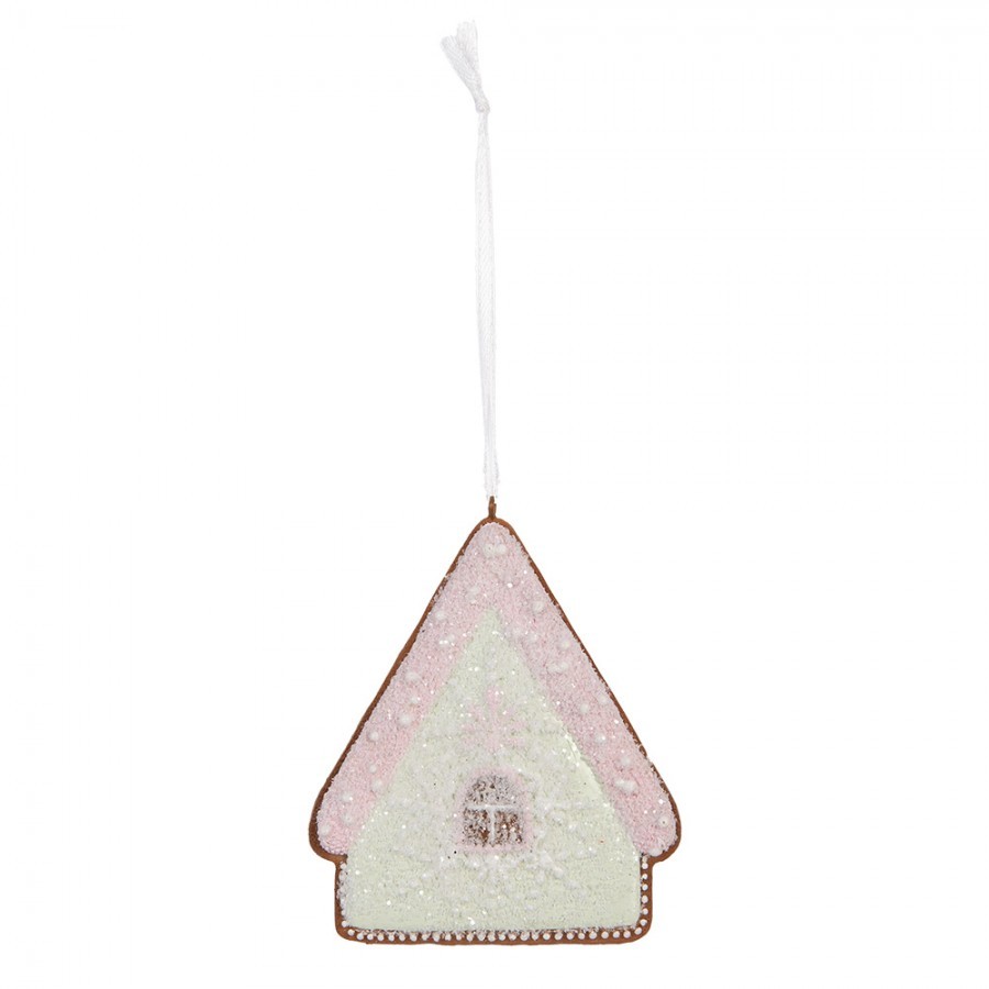 Závěsná dekorace zelená perníková chaloupka Frosted Ginger - 9*1*10 cm