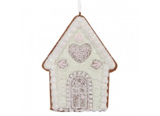 Závěsná dekorace zelená perníková chaloupka Frosted Ginger - 8*1*10 cm