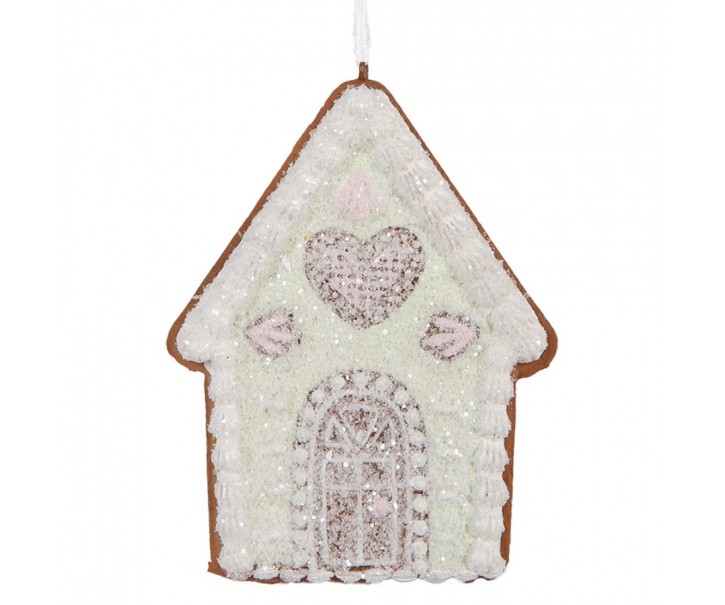 Závěsná dekorace zelená perníková chaloupka Frosted Ginger - 8*1*10 cm Clayre & Eef