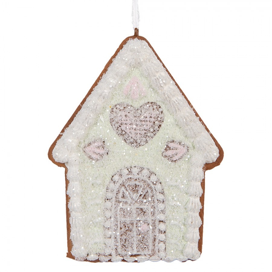 Závěsná dekorace zelená perníková chaloupka Frosted Ginger - 8*1*10 cm