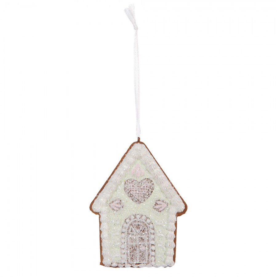 Závěsná dekorace zelená perníková chaloupka Frosted Ginger - 8*1*10 cm