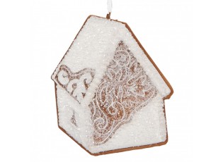 Závěsná dekorace zasněžená perníková chaloupka Frosted Ginger - 9*1*10 cm