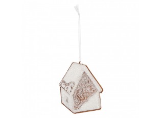 Závěsná dekorace zasněžená perníková chaloupka Frosted Ginger - 9*1*10 cm