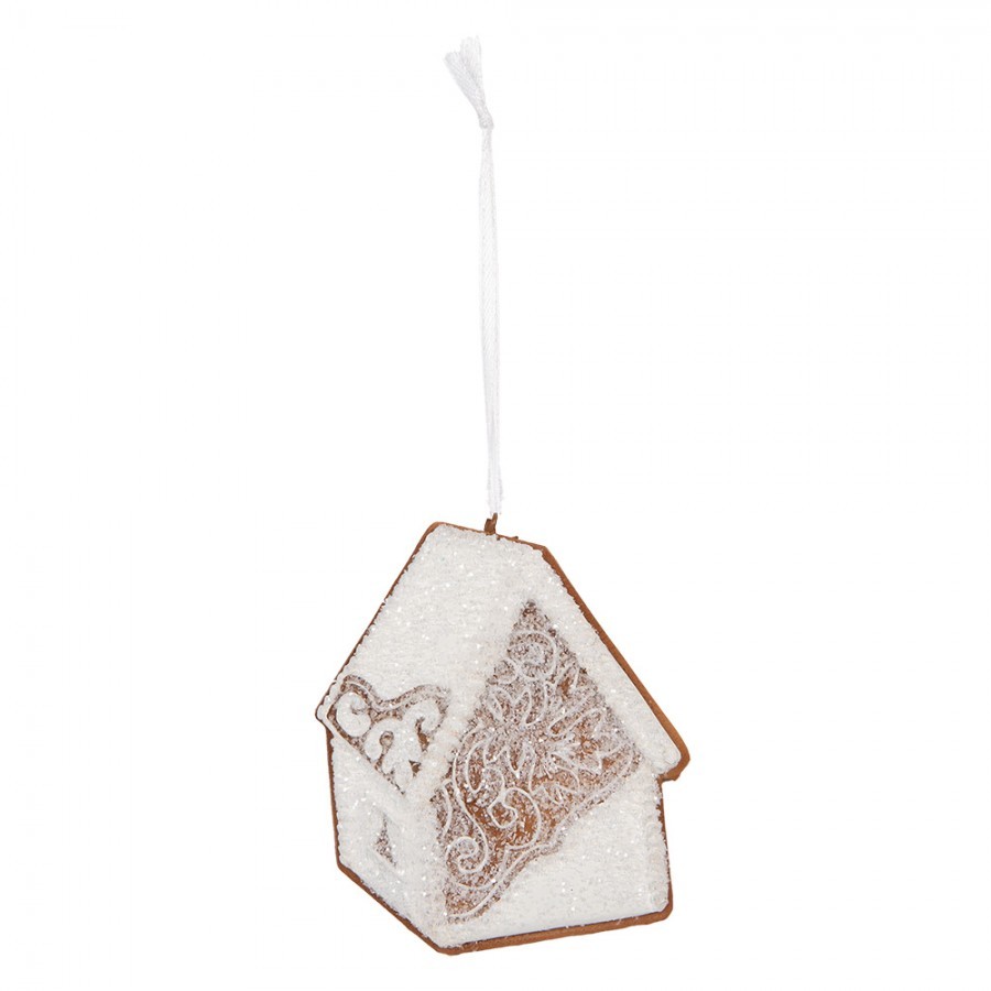 Závěsná dekorace zasněžená perníková chaloupka Frosted Ginger - 9*1*10 cm