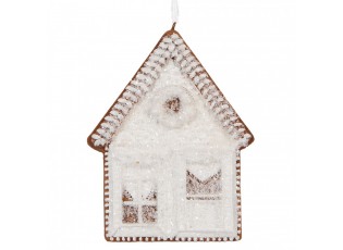 Závěsná dekorace zasněžená perníková chaloupka Frosted Ginger - 8*1*10 cm