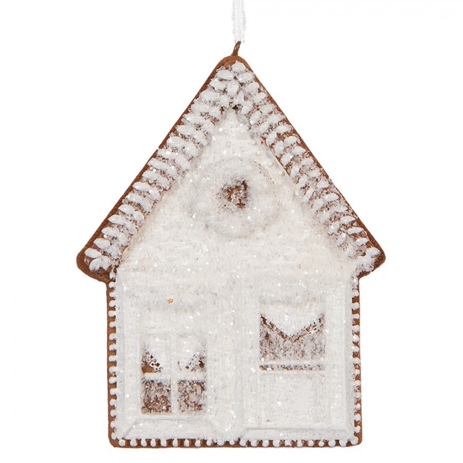 Závěsná dekorace zasněžená perníková chaloupka Frosted Ginger - 8*1*10 cm
