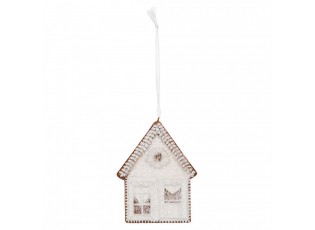 Závěsná dekorace zasněžená perníková chaloupka Frosted Ginger - 8*1*10 cm