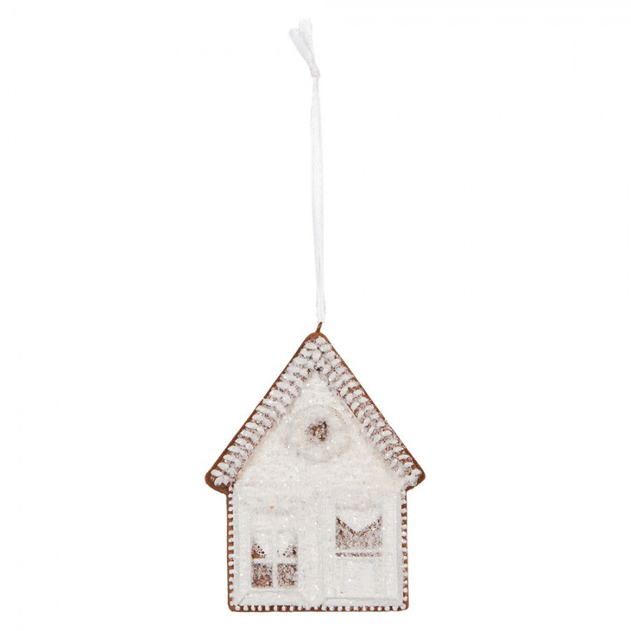 Závěsná dekorace zasněžená perníková chaloupka Frosted Ginger - 8*1*10 cm