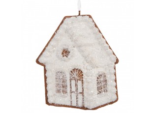 Závěsná dekorace zasněžená perníková chaloupka Frosted Ginger - 9*1*10 cm