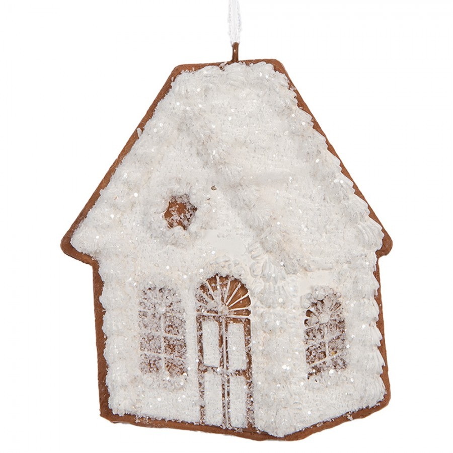 Závěsná dekorace zasněžená perníková chaloupka Frosted Ginger - 9*1*10 cm