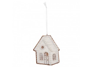 Závěsná dekorace zasněžená perníková chaloupka Frosted Ginger - 9*1*10 cm
